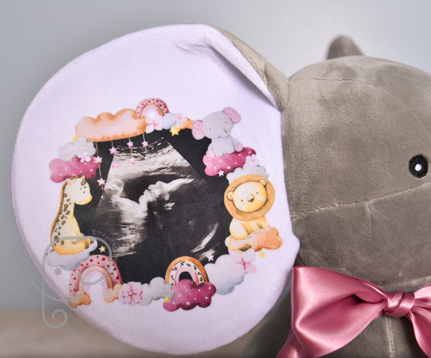 It's a Girl, Safari theme, Personalized Stuffed Elephant