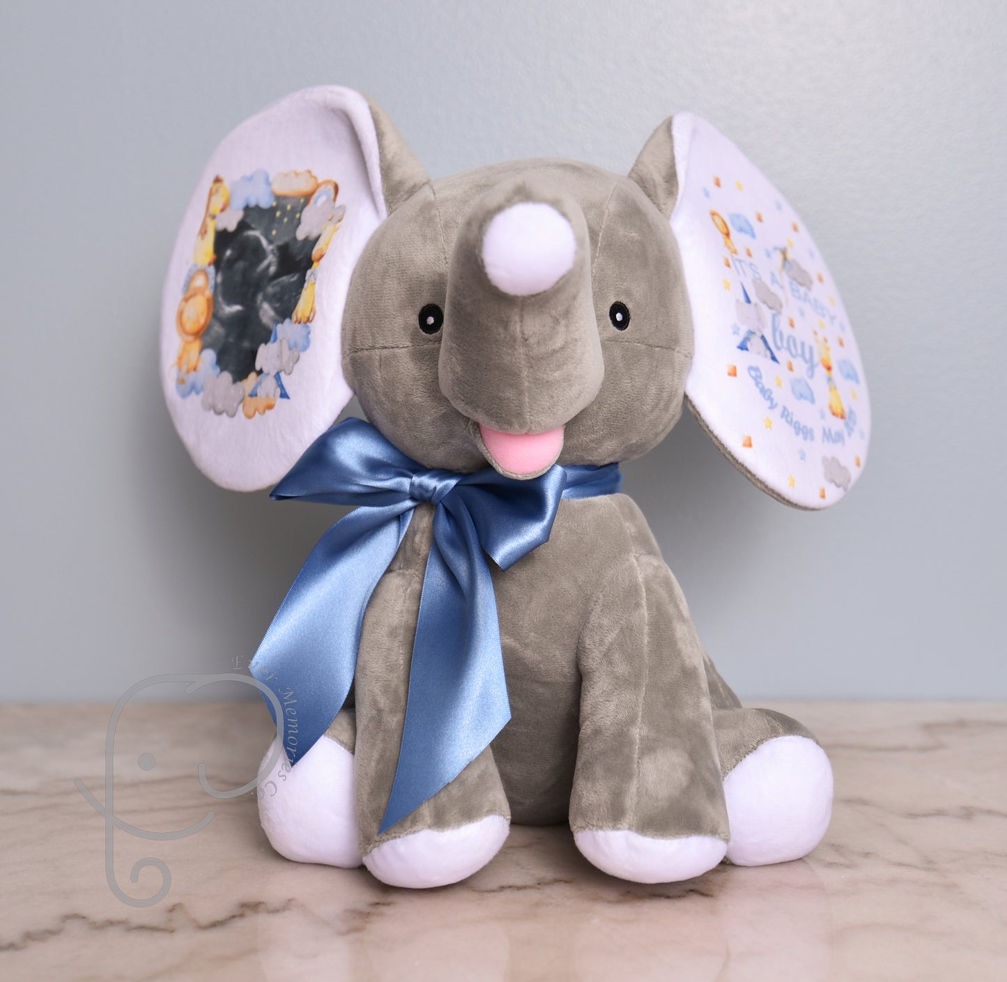 It's A Boy, Safari Theme, Personalized Stuffed Elephant, Baby Announcement