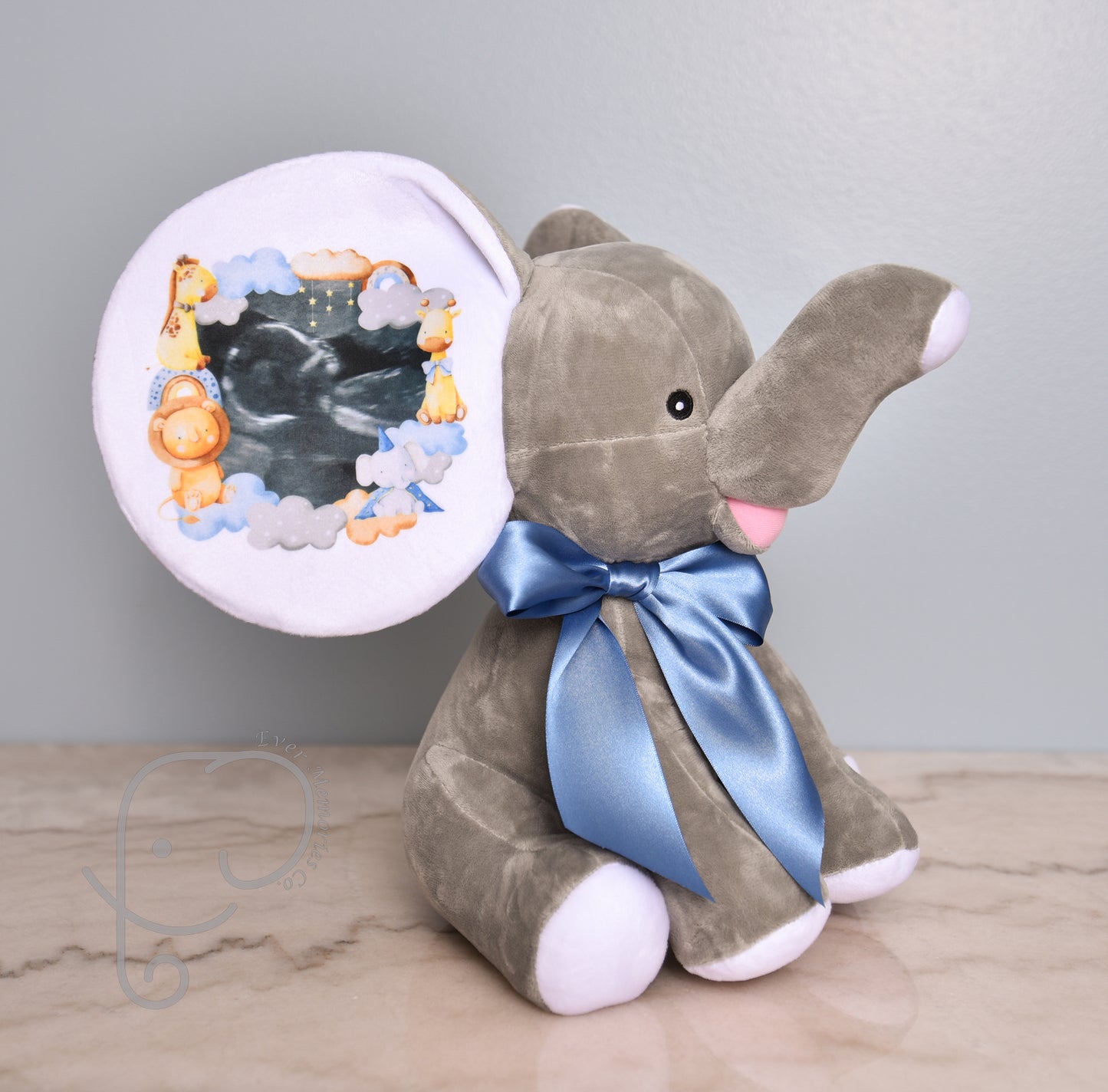 It's A Boy, Safari Theme, Personalized Stuffed Elephant, Baby Announcement